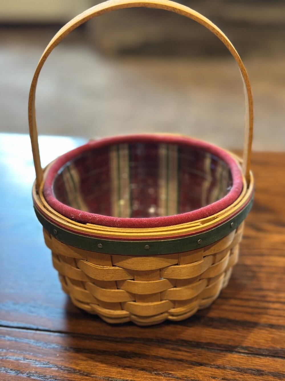 Longaberger 2005 Holiday Helper Basket- Holiday Stripe liner and protector